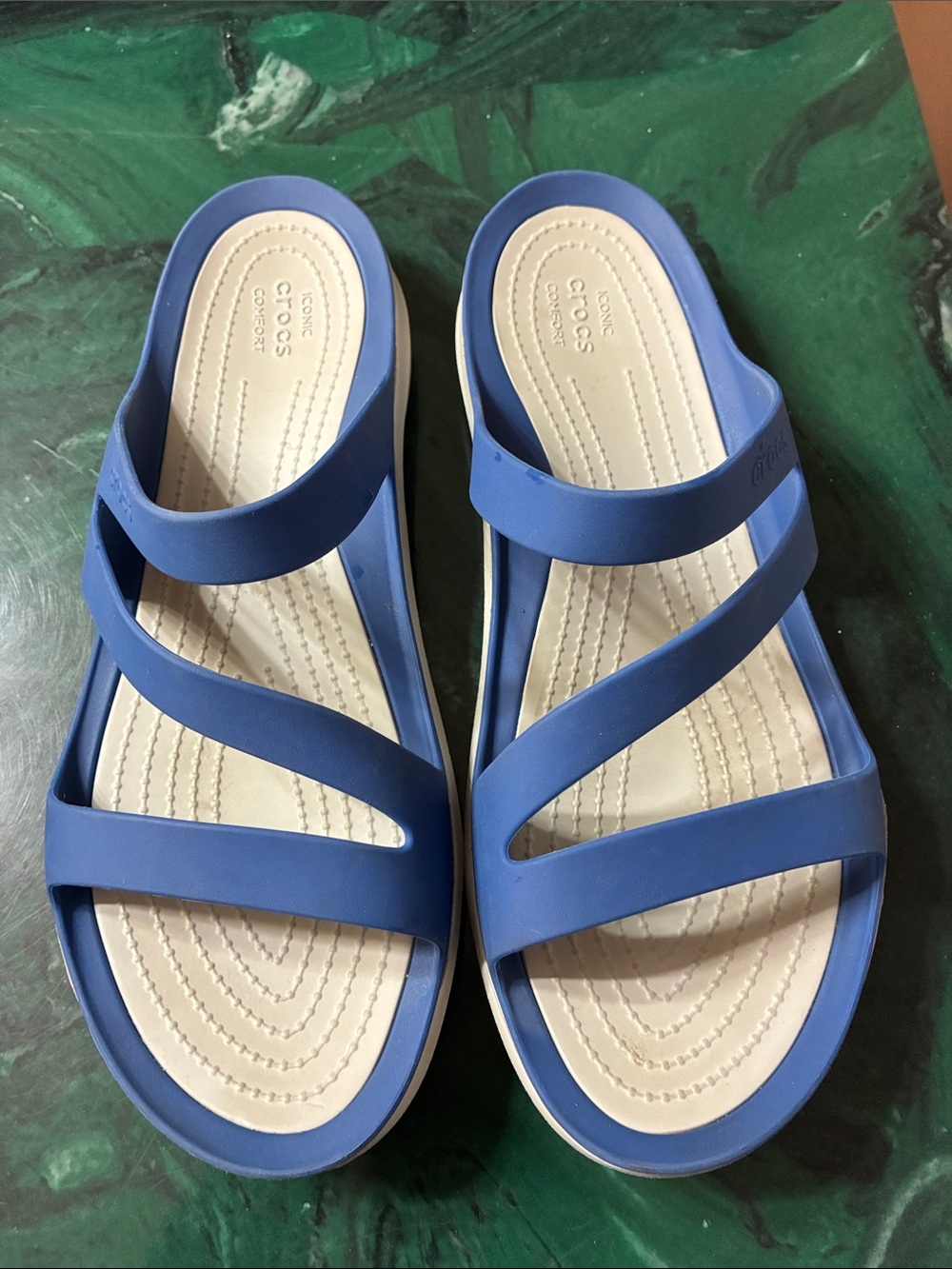 CROCS Women’s Blue Multi-Strap Slide Sandals - Picture 2 of 5